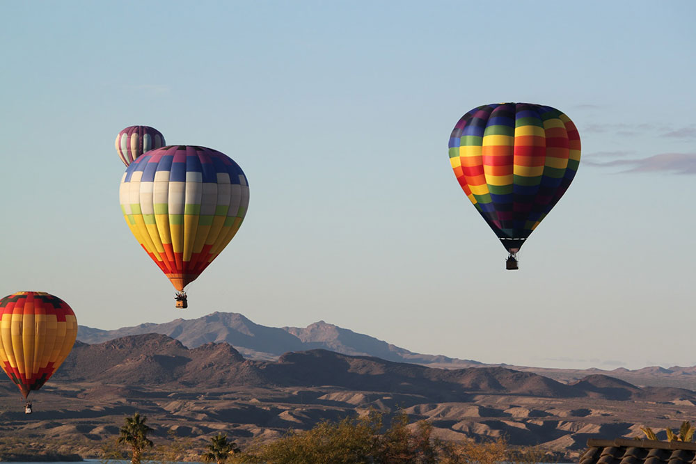 Hot air balloons flying in Arizona